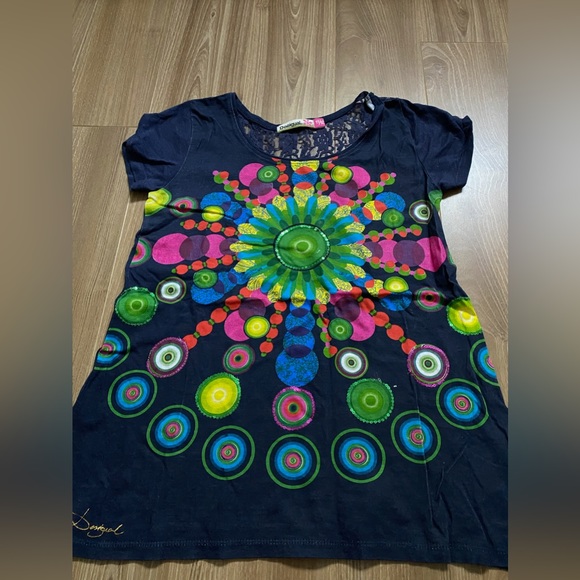 Desigual colourful t-shirt girls size 11/12 - Picture 1 of 3